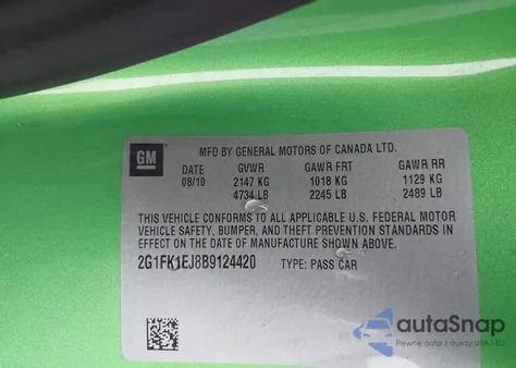 2011 Chevrolet Camaro 2Ss z USA, uszkodzony, nr VIN 2G1FK1EJ8B9124420